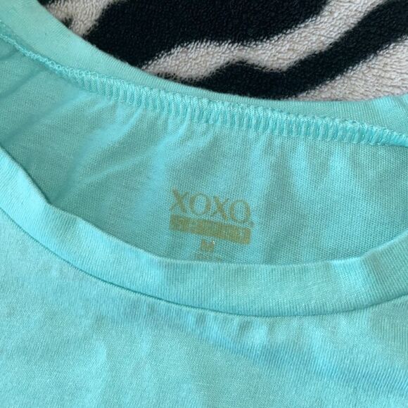 Xoxo sport little girls roses teal silver glitter mesh shoulder shirt sleeve top - Picture 7 of 11
